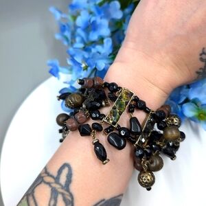 Stunning Dangle Vintage Crystal Accented Stretchy Bracelet